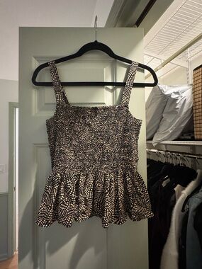 Madewell Peplum Tank Top - Black & Cream